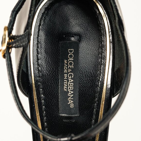 Dolce & Gabbana Black Patent Leather T-Strap Heels - Picture 10 of 11